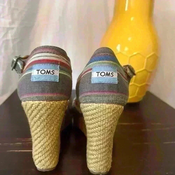 Toms Espadrille Wedge Heel Sandal. Multicolor Strap. Womens Size 9.5 - Picture 4 of 9